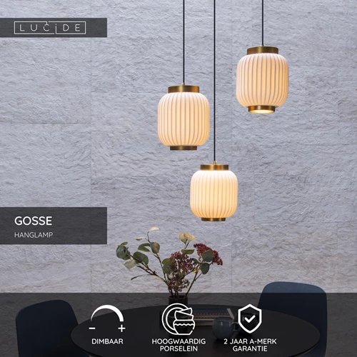Lucide GOSSE - Hanglamp - 3xE27 - Wit - USP